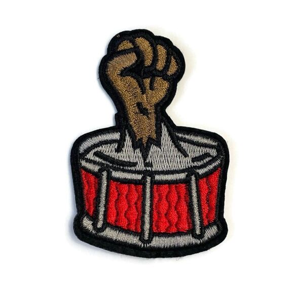 Fist Drum Rage Power Embroidered Patch - Picture 1 of 4